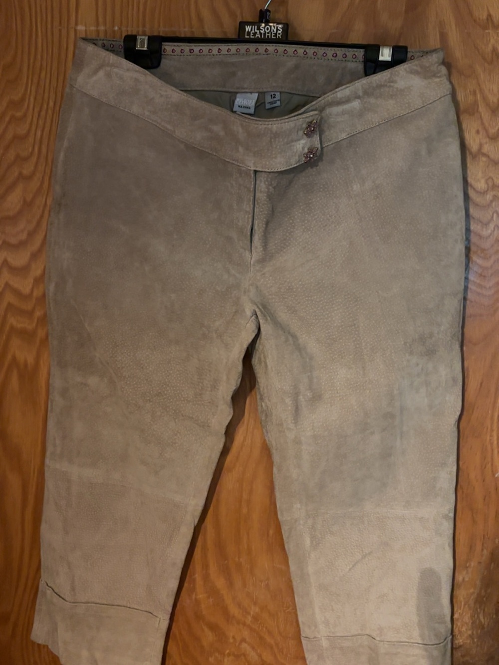 Taupe Suede Cropped Pants